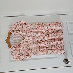 Pleated Sleeve Floral Peplum Top